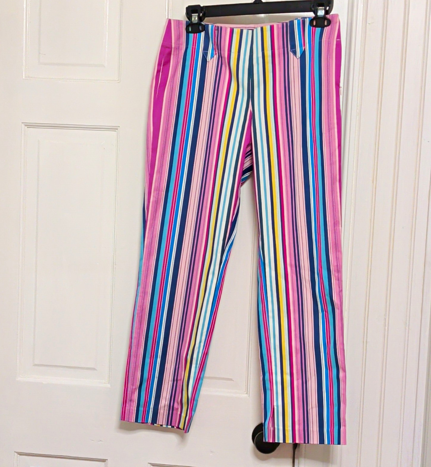 Express Women\'s Multicolor Striped Dress Pants Twill Stretch Mid Rise 27\