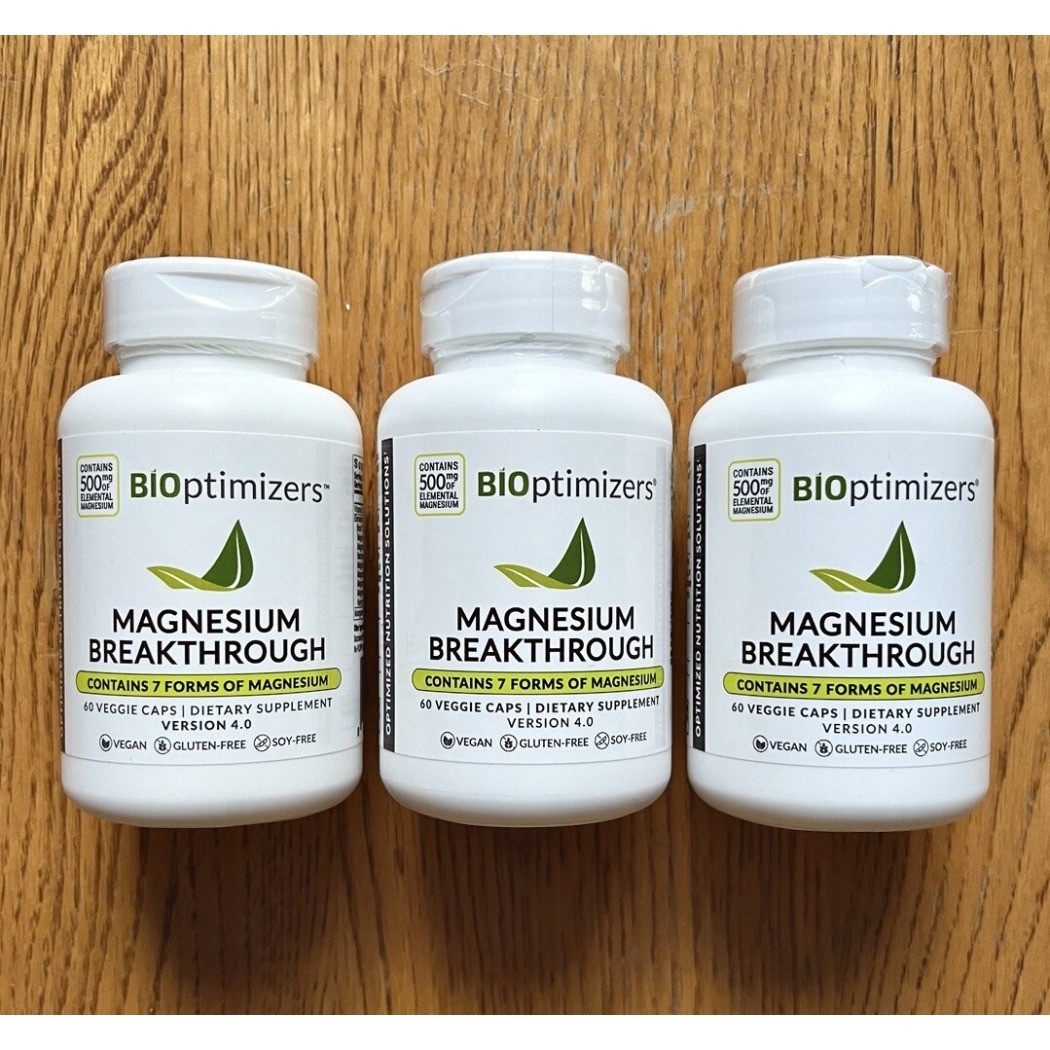 3 Bottles Bioptimizers Magnesium Breakthrough all 7 forms essential, 60 capsules