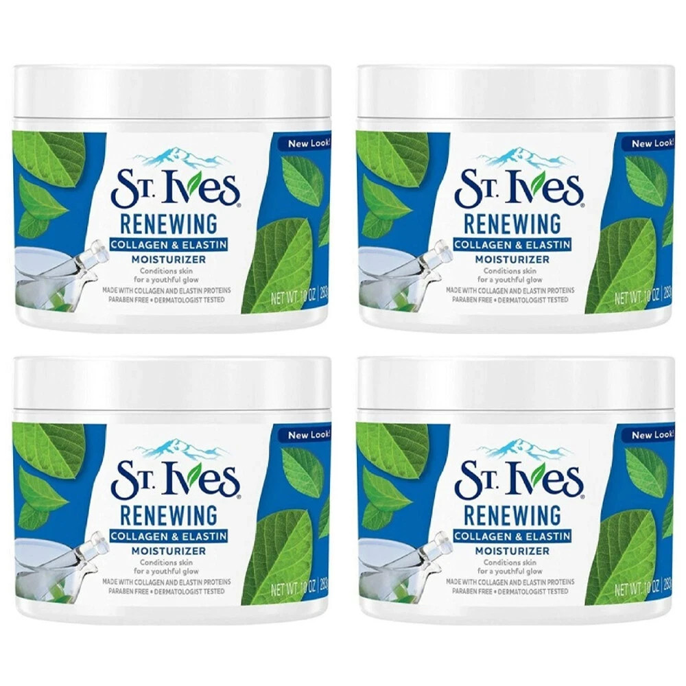 4-Pack St Ives Renewing Collagen & Elastin Face Moisturizer, 10-Ounce Jar