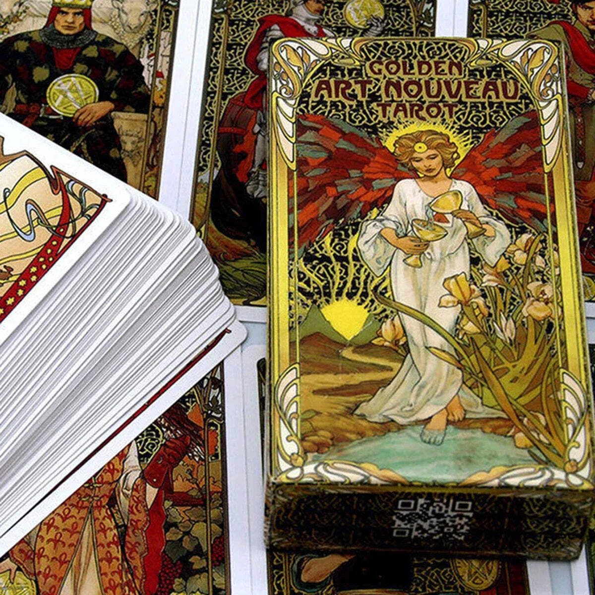 78pcs/set Golden Art Nouveau Tarot Cards, Family Party Playing Card Game