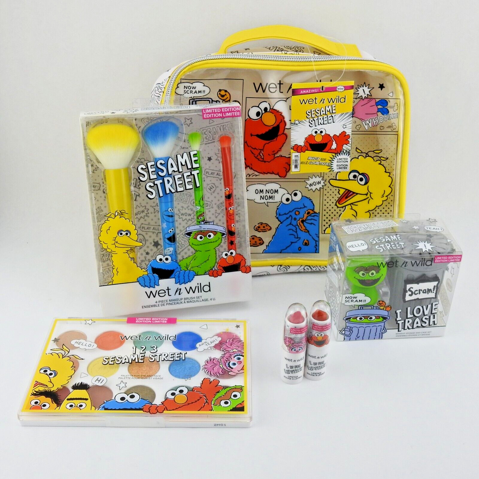 Wet n wild Sesame Street Collection Set Make Bag Brushes Blender Eye Shadow Lip Wet n wild Sesame Street Collection Set Make Bag Brushes Blender Eye Shadow Lip