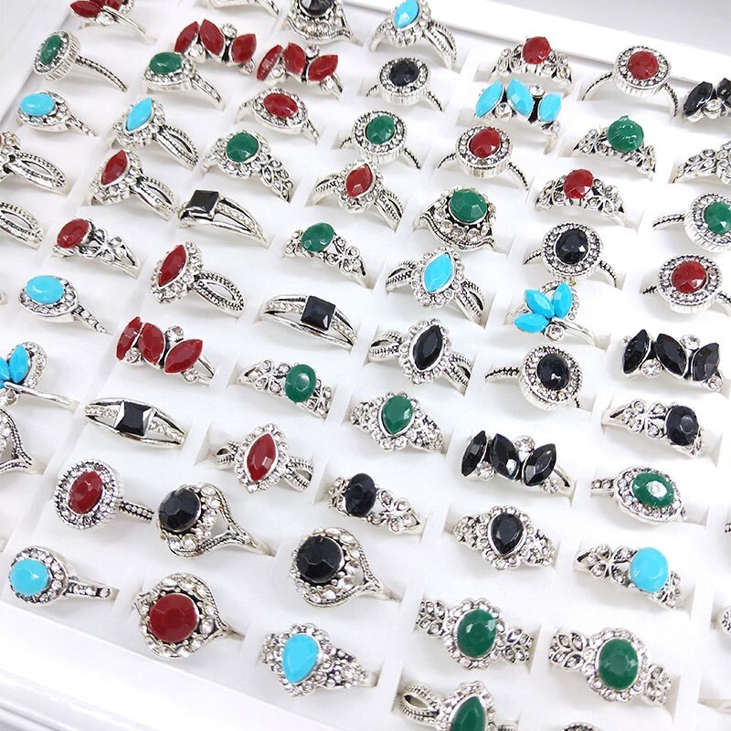 Wholesale 100pcs Zircon Rings for Men Women Gifts Party Wedding Retro Jewellery Wholesale 100pcs Zircon Rings for Men Women Gifts Party Wedding Retro Jewellery