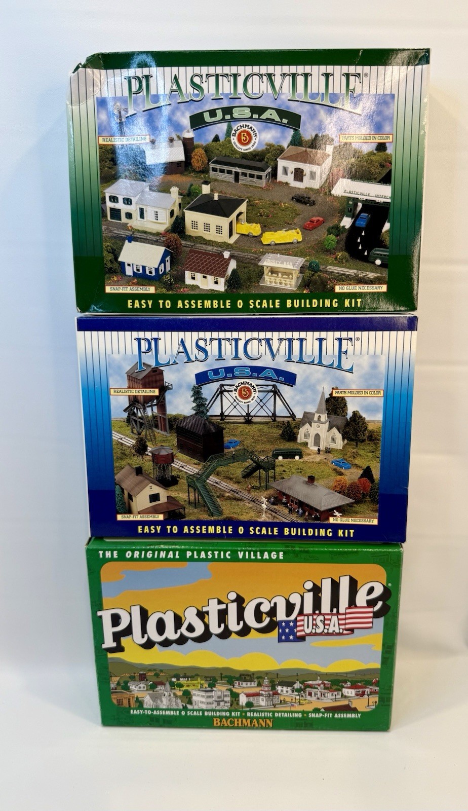 Lot Of 3 Bachmann Plasticville Miniature Kits: Windmill, Trees, Cars: New