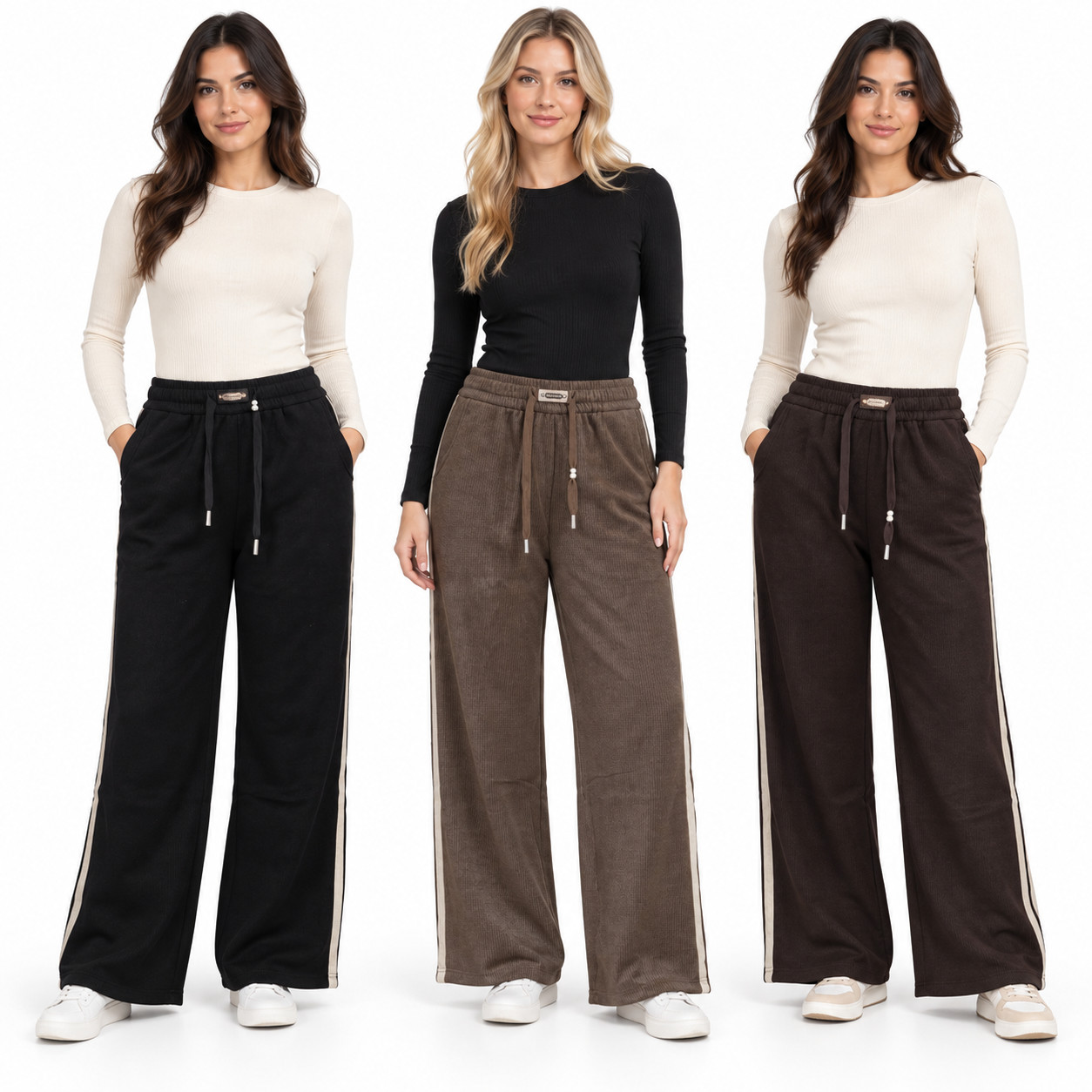 Women’s Warm 100% Cotton Wide-Leg Pants