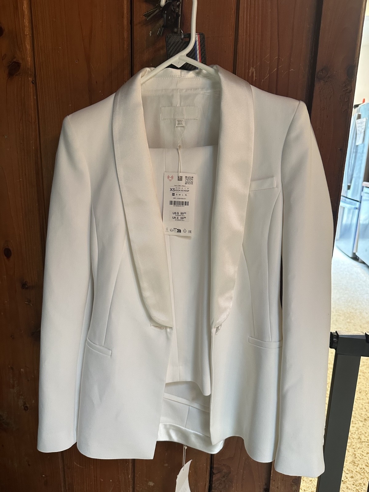 Zara Women\'s White Tuxedo Pearl Color New Size Small Zara Women\'s White Tuxedo Pearl Color New Size Small