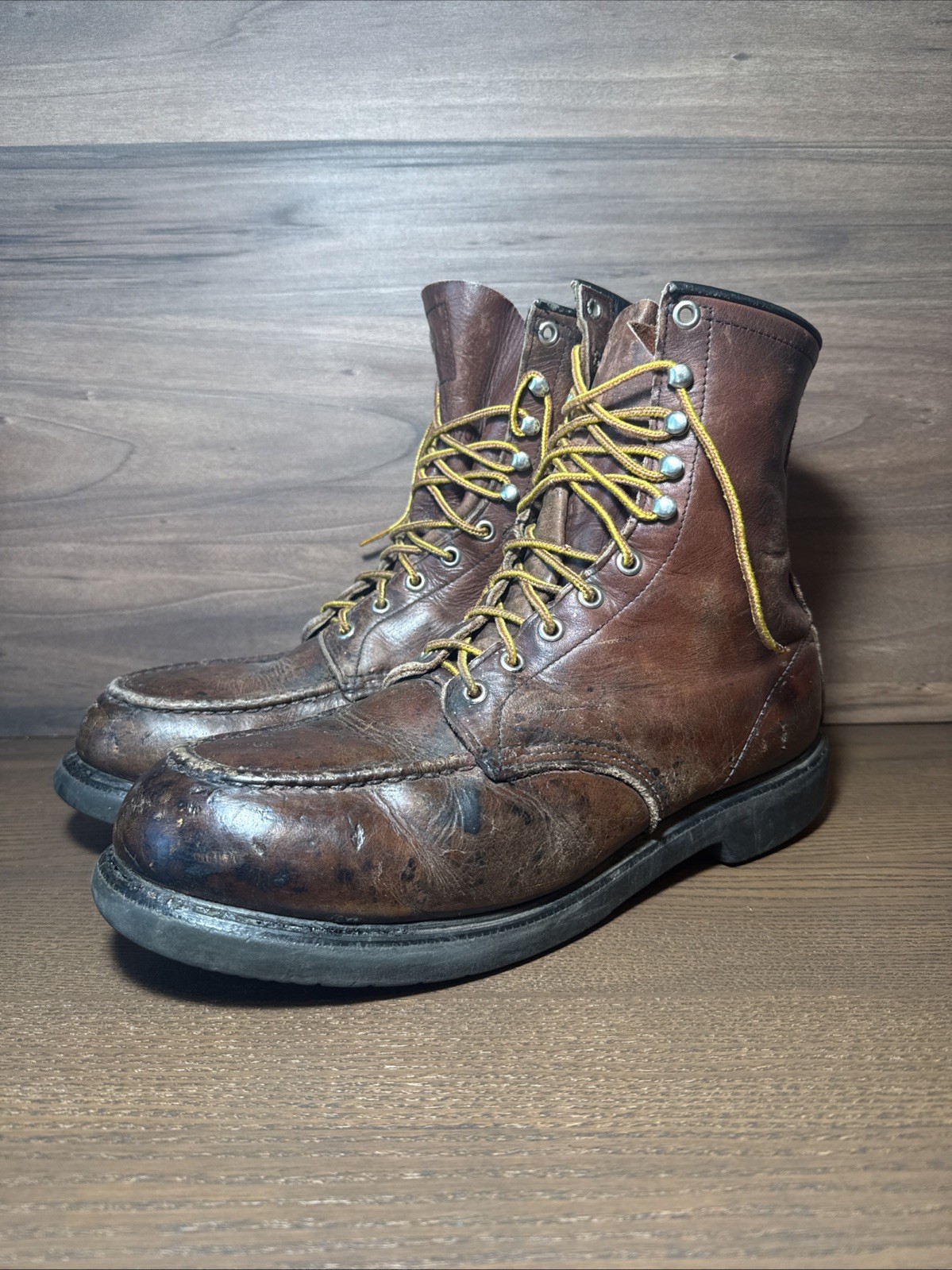 Vintage Red Wing 4440 Moc Steel Toe Boots Sz 12E. Made USA. Good Used Cond.