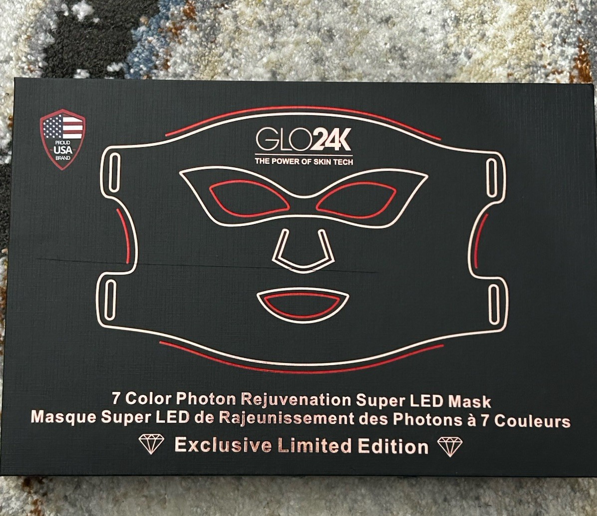 GLO24K 7 Color LED Super Mask – Red Light Therapy Anti-Aging Skin Rejuvenation