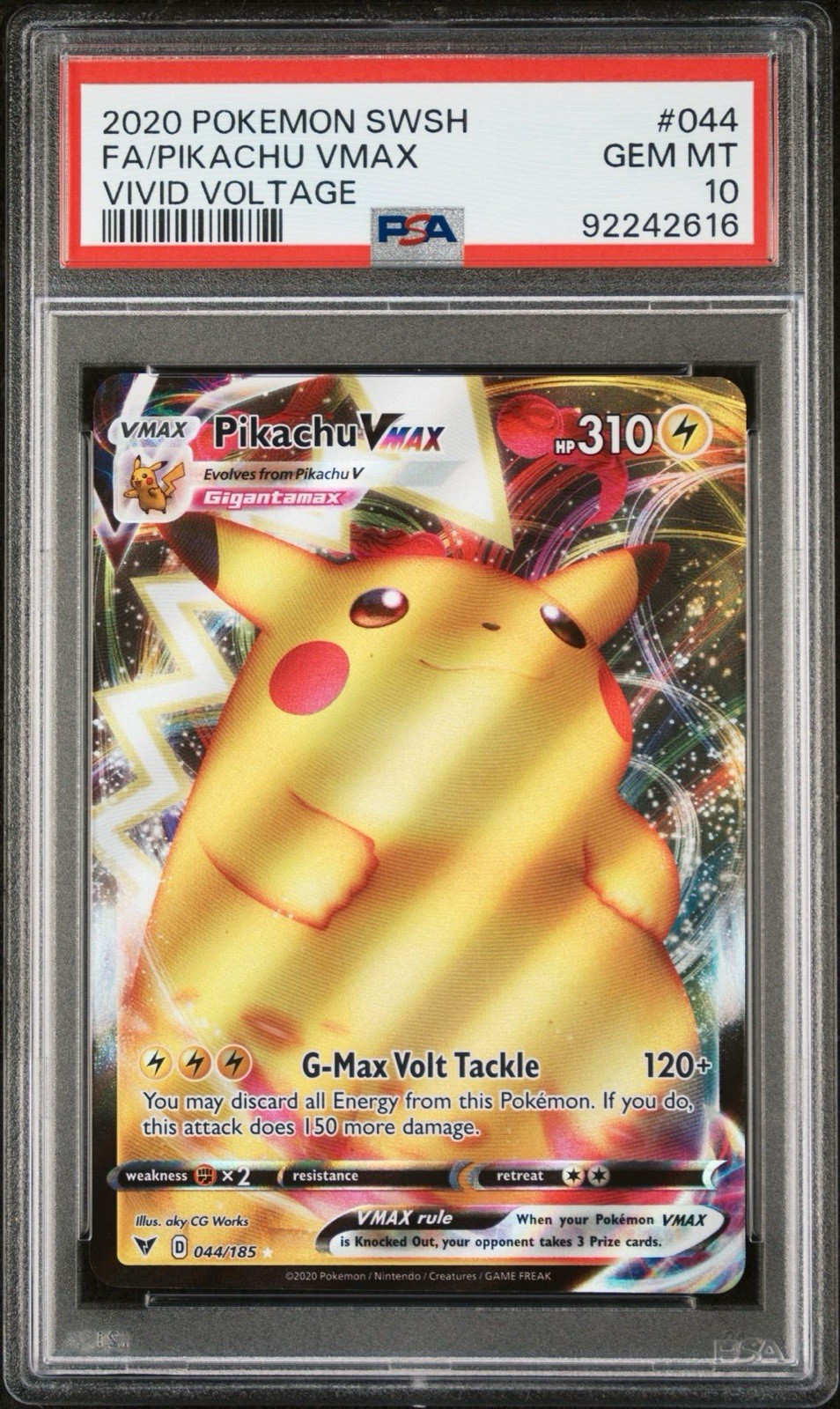 2020 POKEMON SWORD & SHIELD VIVID VOLTAGE #044 FULL ART PIKACHU VMAX PSA 10 2020 POKEMON SWORD & SHIELD VIVID VOLTAGE #044 FULL ART PIKACHU VMAX PSA 10