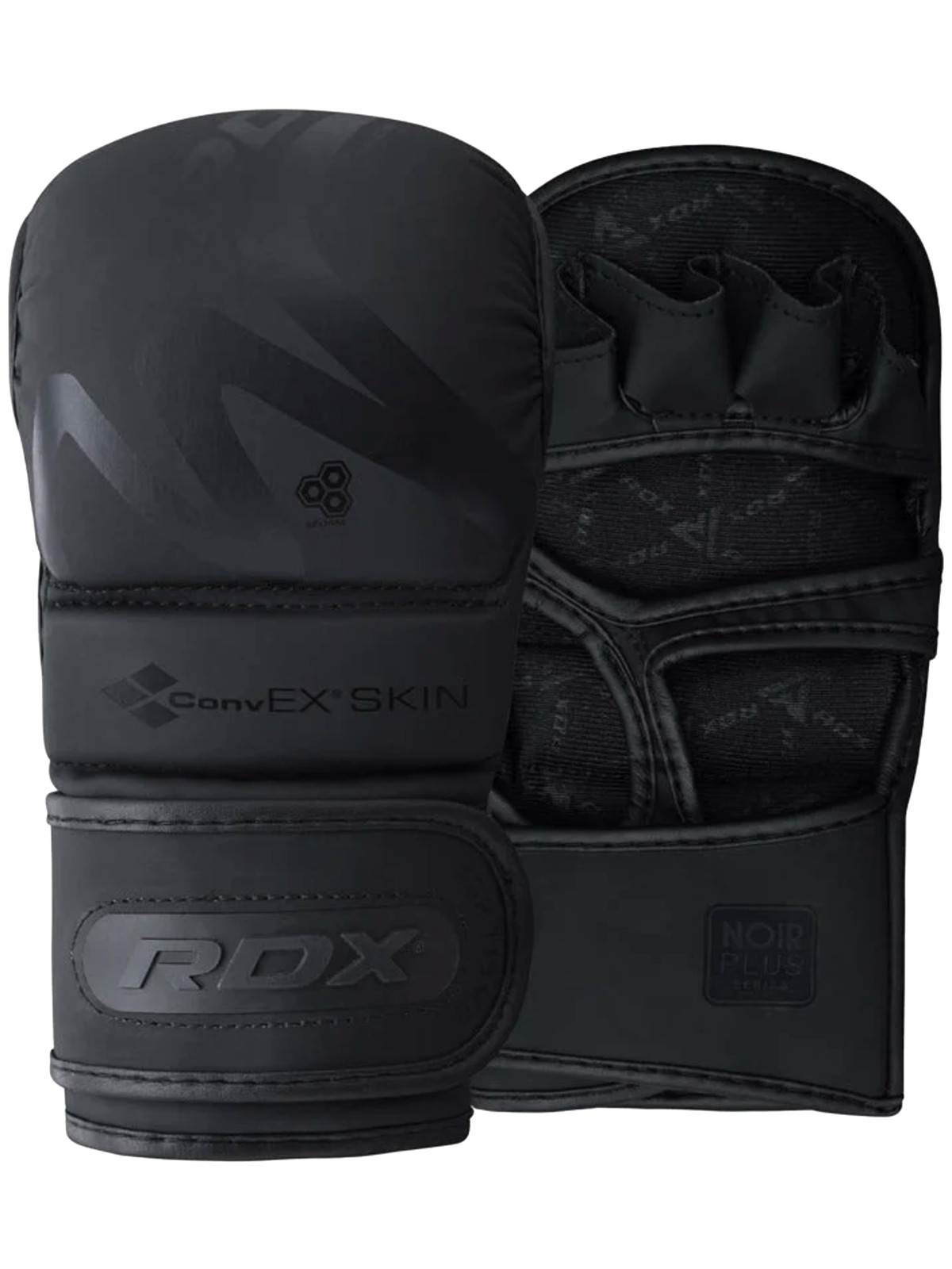 RDX T15 Noir Black MMA Grappling Gloves, Open Palm, for Sparring & Training