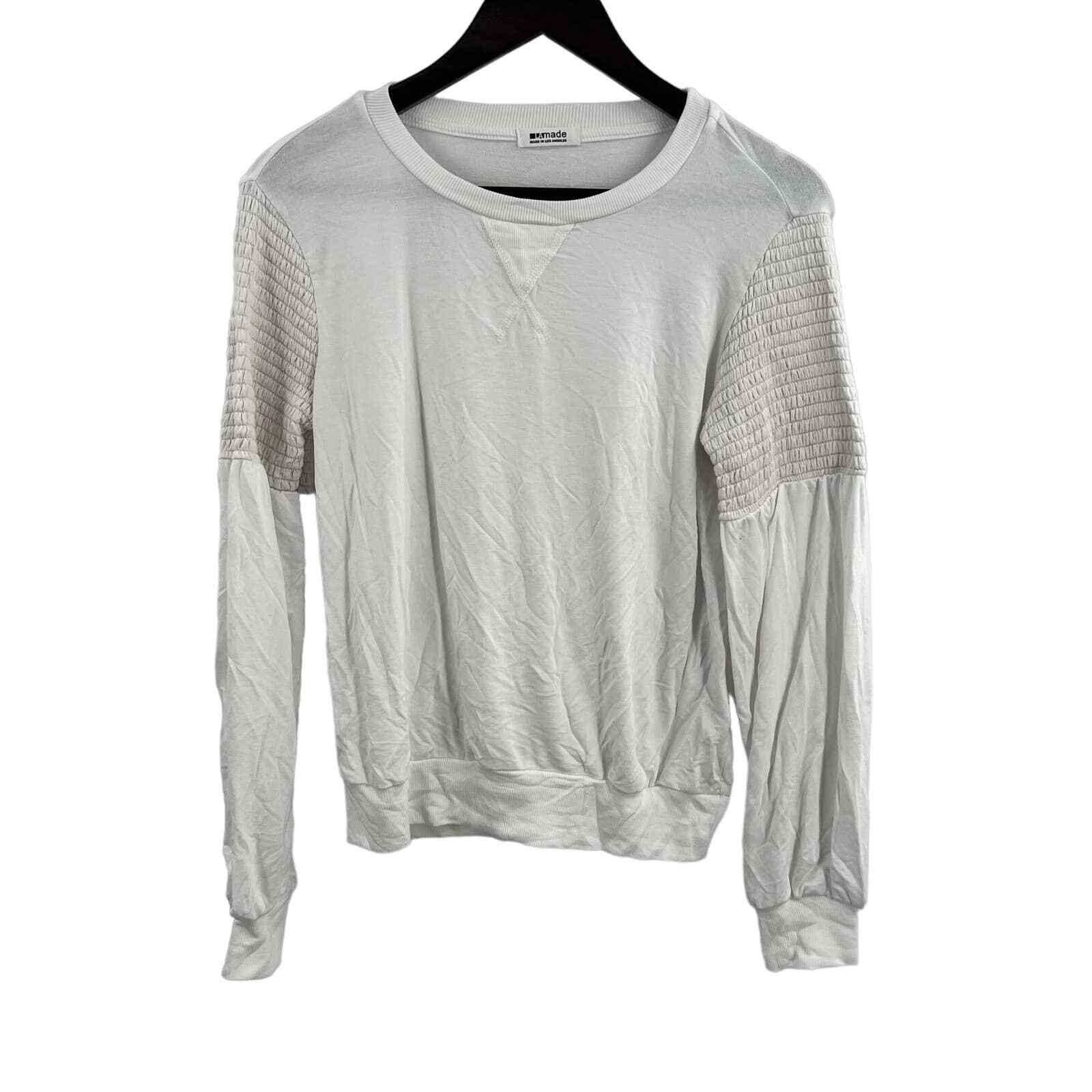 LAMade White Crewneck Long Sleeve Top Medium 