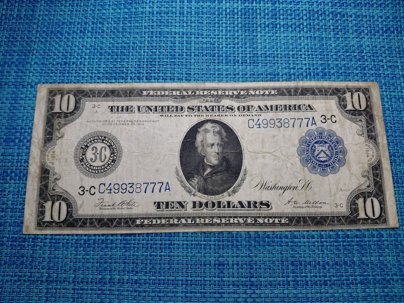 🇺🇸 US 10 Dollars 1914 FR-915-C Federal Reserve Philadelphia banknotes 051726-3