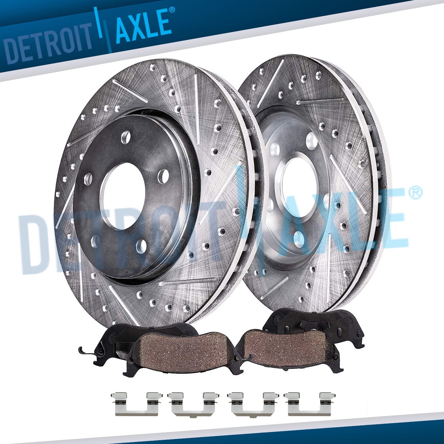 12.99 inch Rear Drilled Disc Brake Rotor Brake Pads for 2015-2019 Ford Mustang