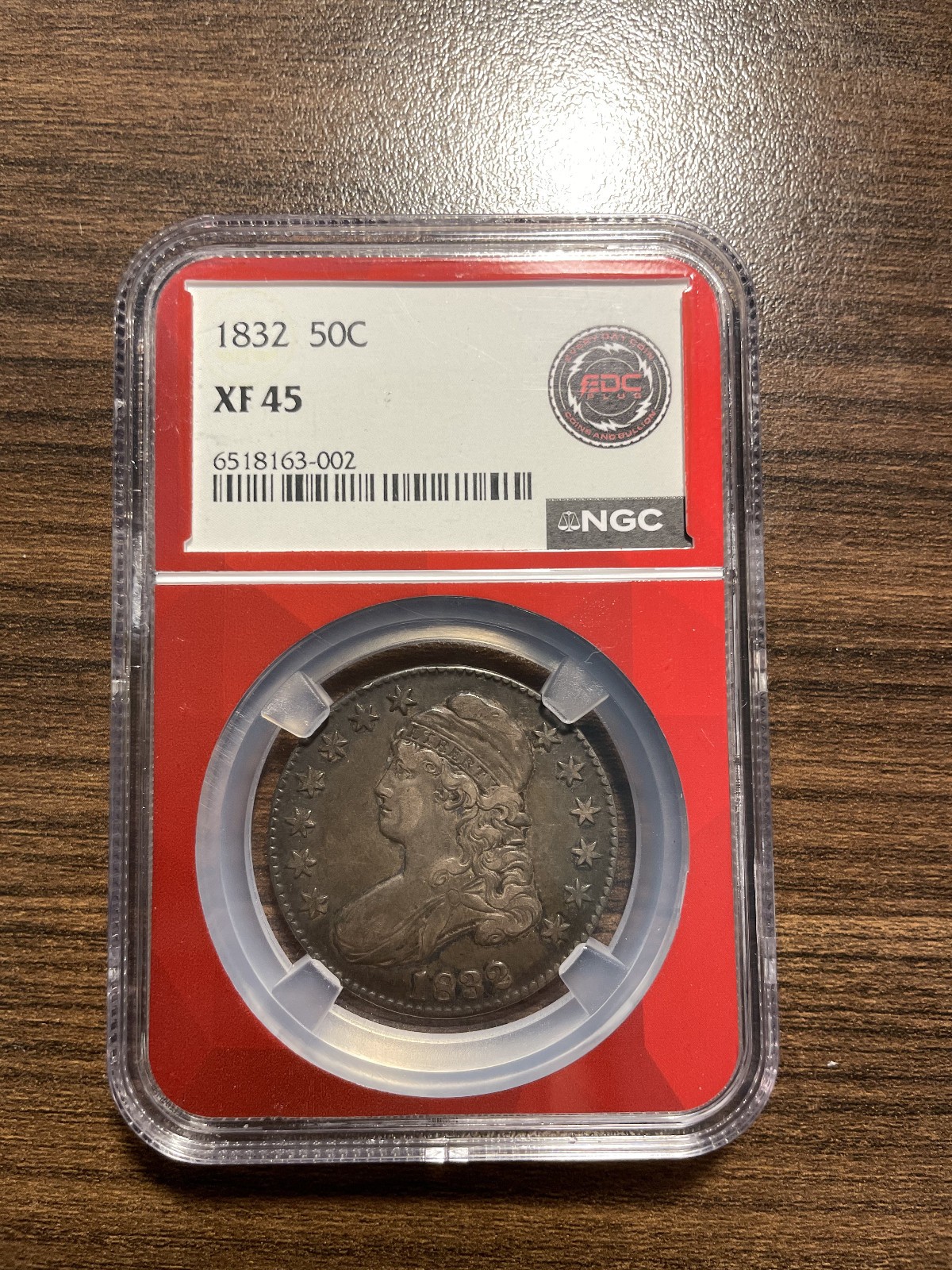 1832-P Capped Bust Silver Half Dollar 50C NGC XF 45 Type 1 Letter Edge EDC Hold