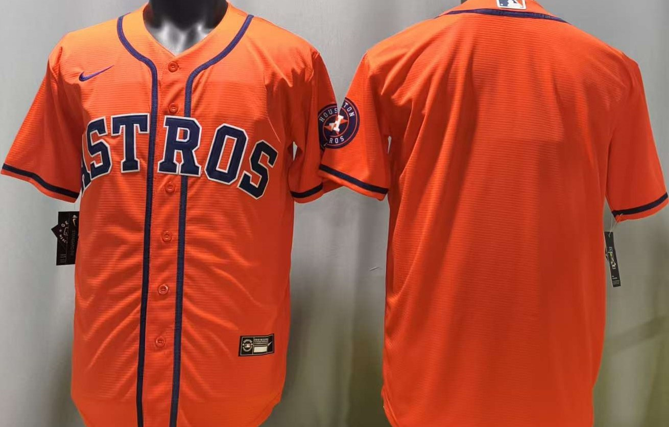​​Tariffs​ Free HOU Astros Orange Cool Base Sewn Stitched Jersey.