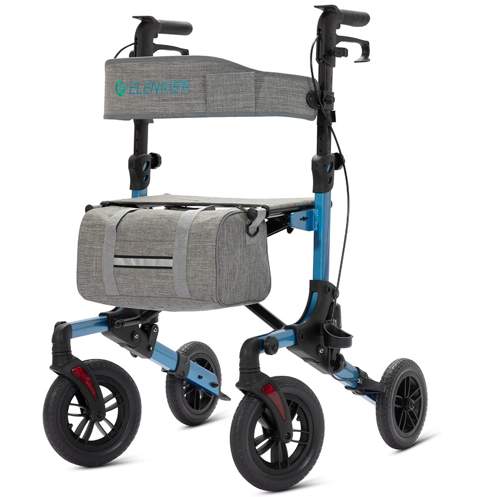 10” Deluxe ELENKER All-Terrain Rollator Walker Wheelchair Stand up Medical Aid