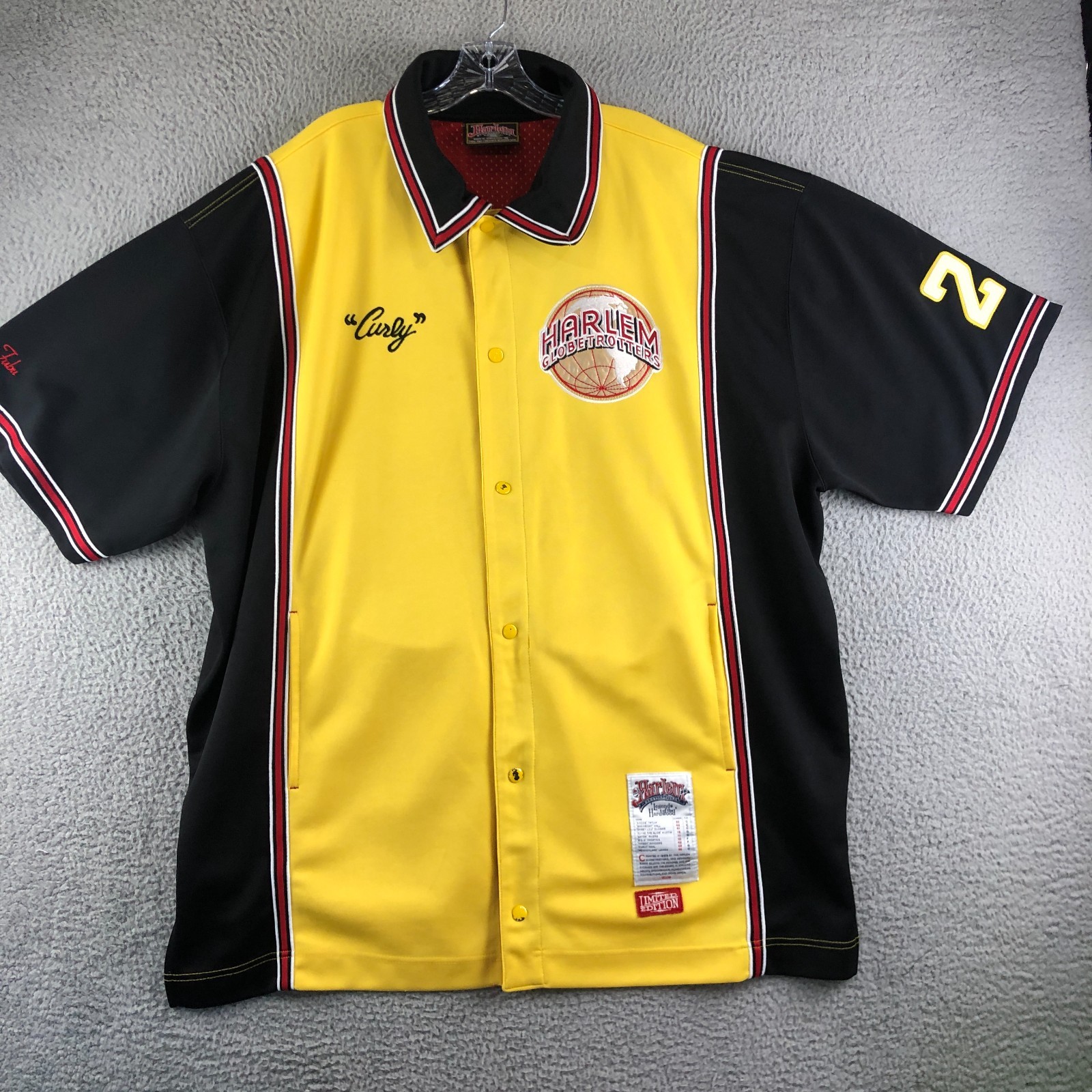 Vtg 1993 Harlem Globetrotter Warm Up Shirt Men 4X Yellow Platinum Fubu Curly Vtg 1993 Harlem Globetrotter Warm Up Shirt Men 4X Yellow Platinum Fubu Curly
