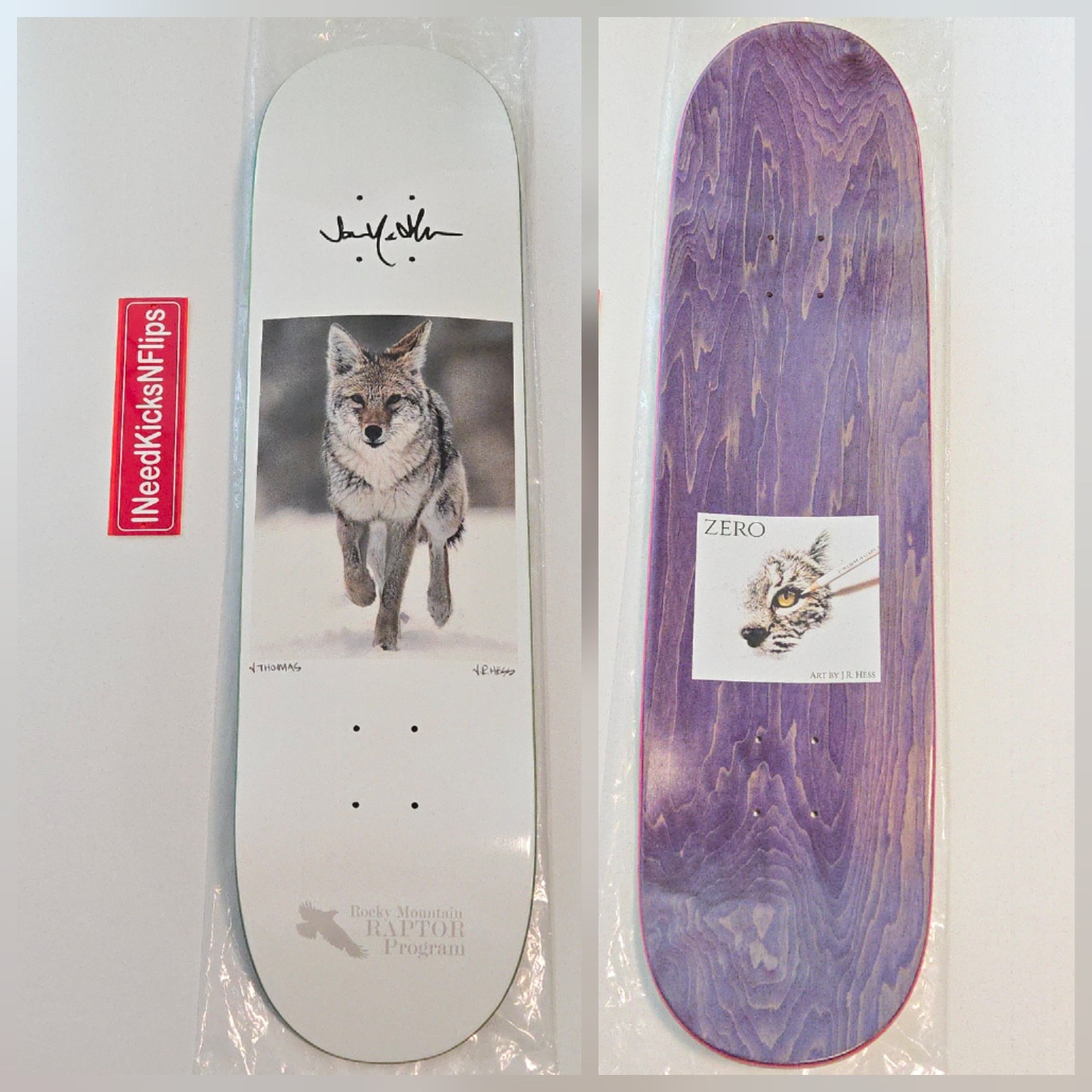 SIGNED Zero x Jamie Thomas J.R. Hess Nature Series Wolf Skateboard Deck + MOUNT