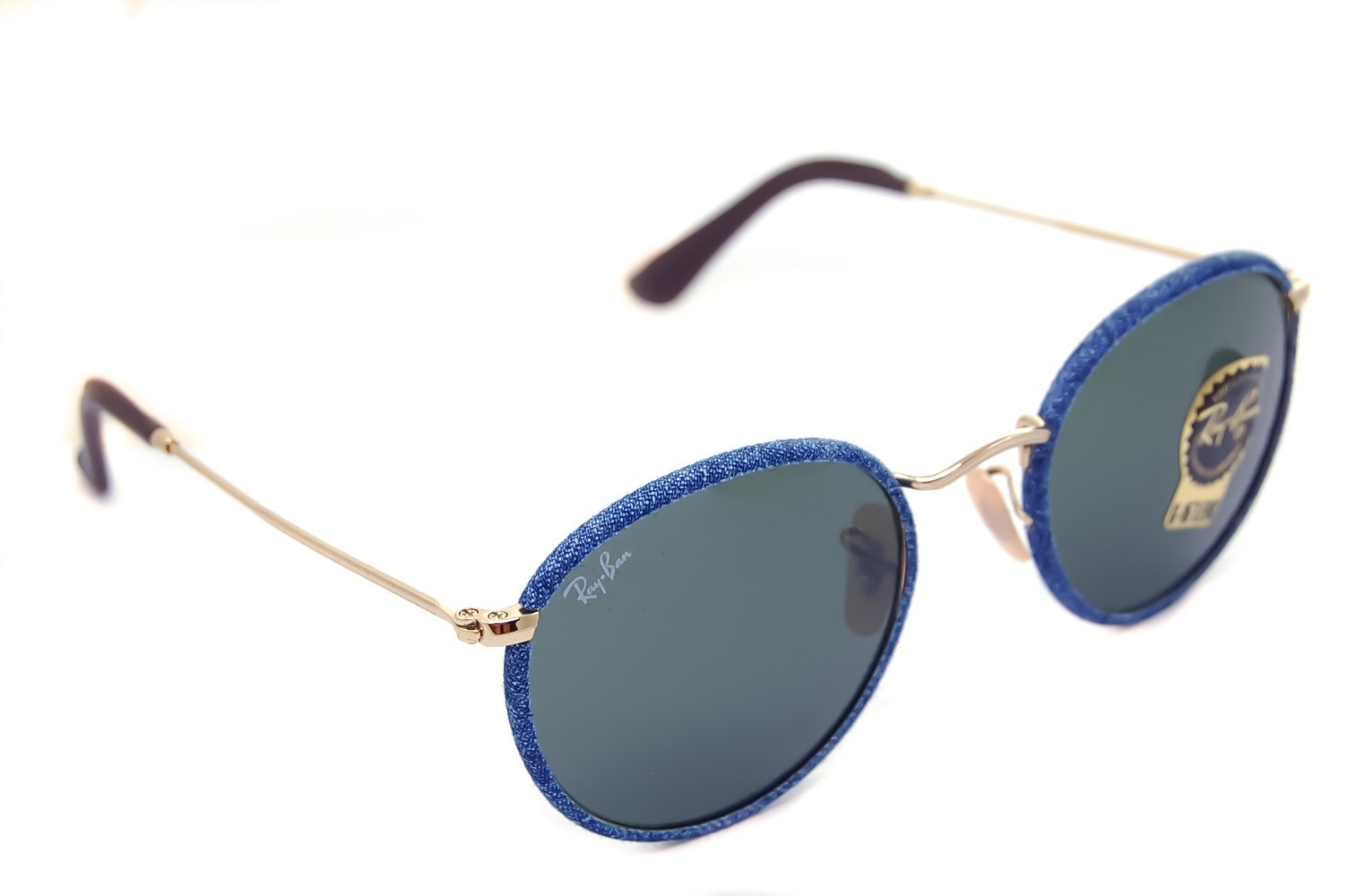 Ray-Ban ROUND CRAFT LEATHER RB3475Q 9194/31 50mm Mens Sunglasses BLUE JEANS GOLD Ray-Ban ROUND CRAFT LEATHER RB3475Q 9194/31 50mm Mens Sunglasses BLUE JEANS GOLD
