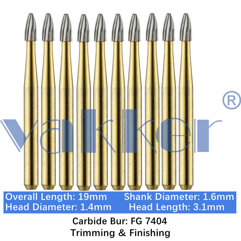 Vakker 10PC Dental Tungsten Carbide Burs FG Gold Trimming & Finishing High Speed