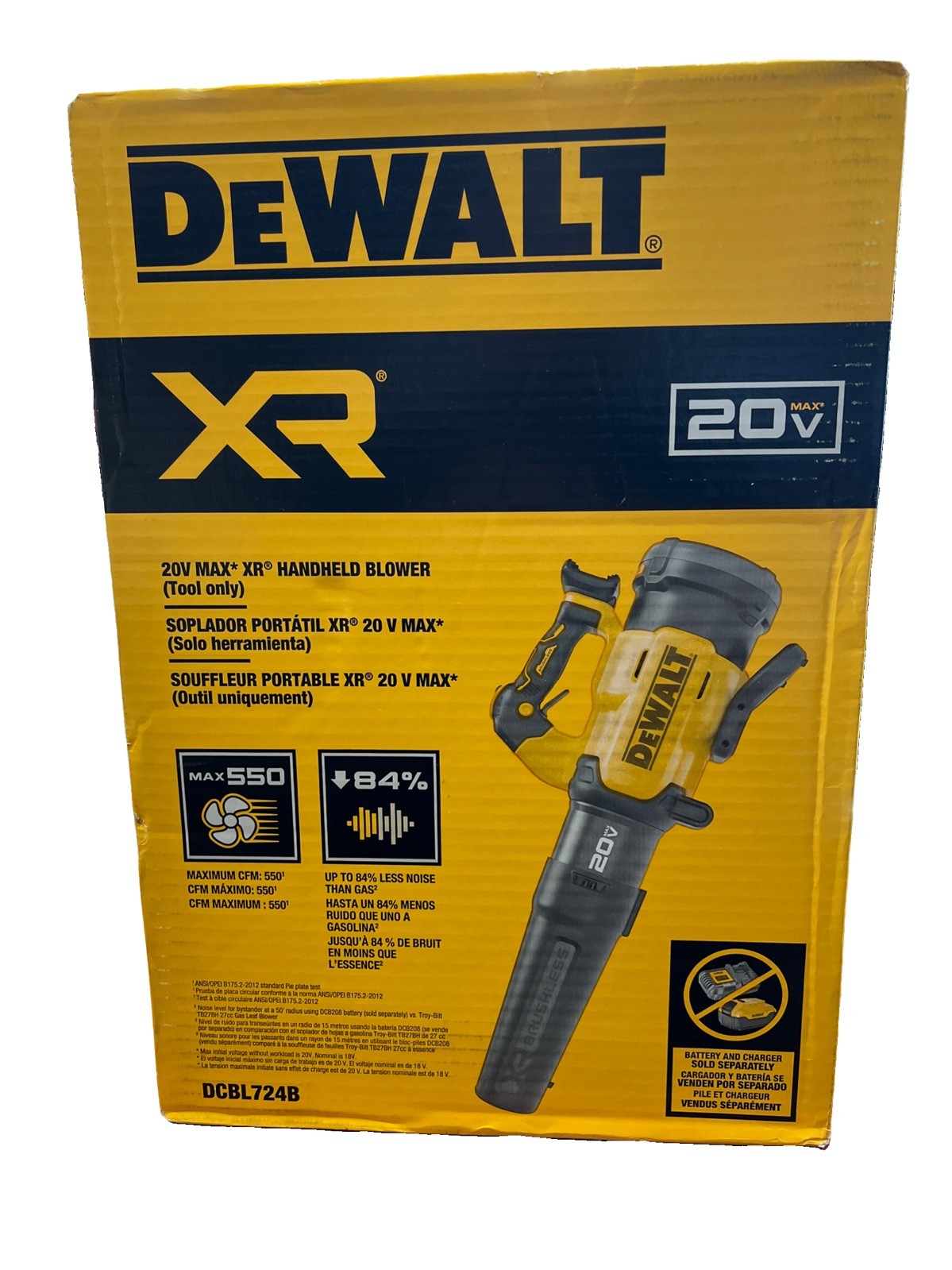 DeWalt DCBL724B 20V 133MPH 550CFM Cordless Leaf Blower - BRAND NEW IN BOX DeWalt DCBL724B 20V 133MPH 550CFM Cordless Leaf Blower - BRAND NEW IN BOX