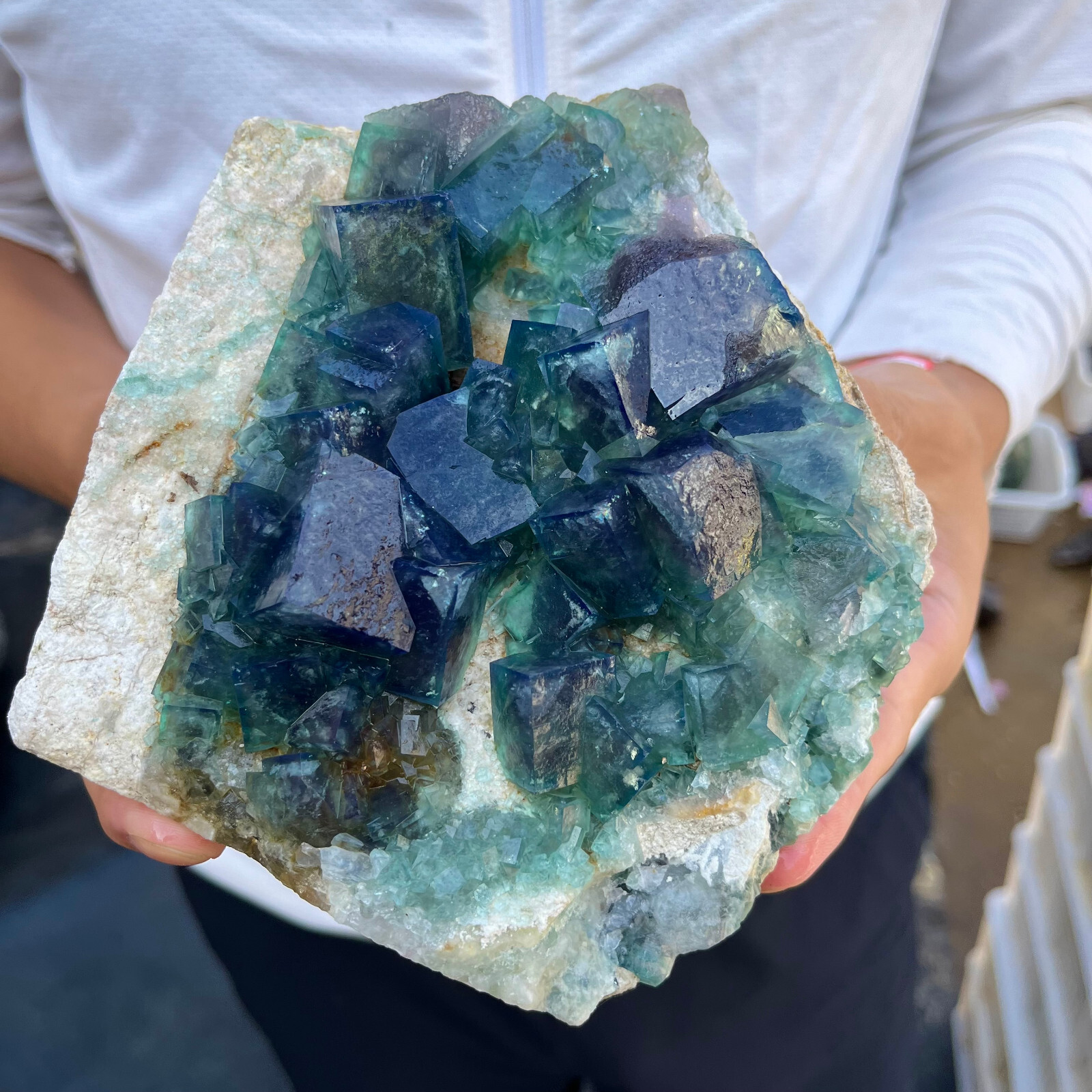 4.2lb NATURAL Green Cube FLUORITE Quartz Crystal Cluster Mineral Specimen