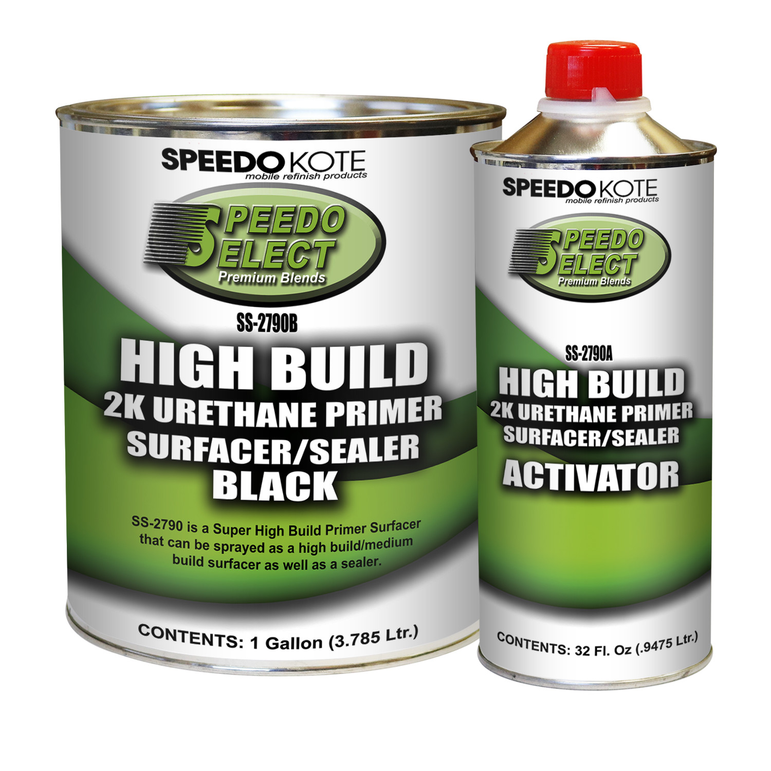 Super Fill High Build 2K Urethane Primer BLACK Gallon Kit, SS-2790B/SS-2790A