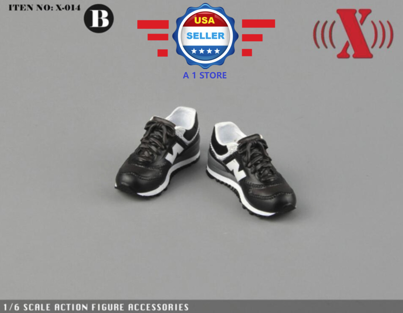 X-TOYS 1/6 SCALE BLACK SPORT Sneakers Shoes for 12\'\' MALE Action Figure