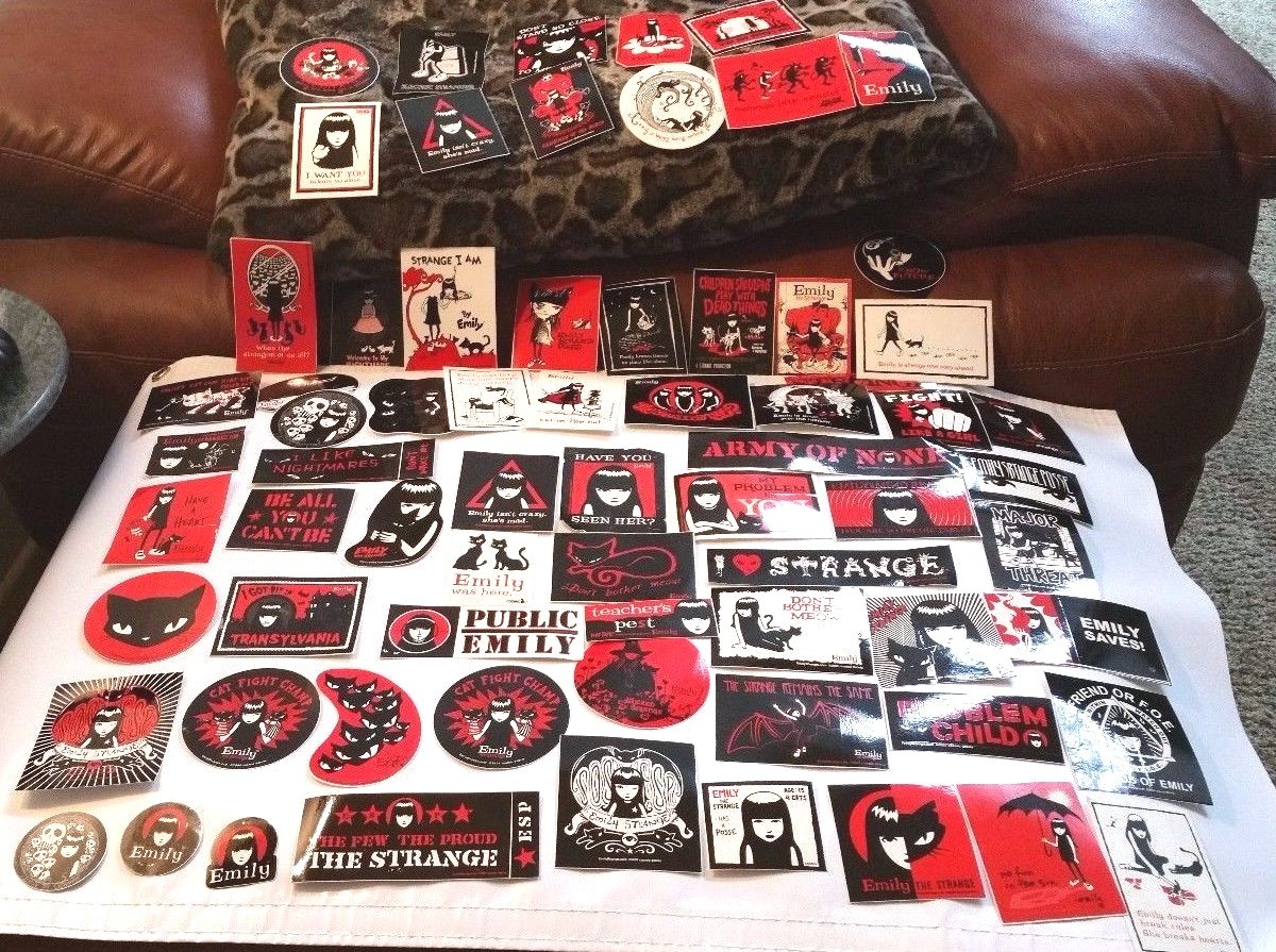 10 Pre Packaged RARE Emily the Strange stickers Red & Black 