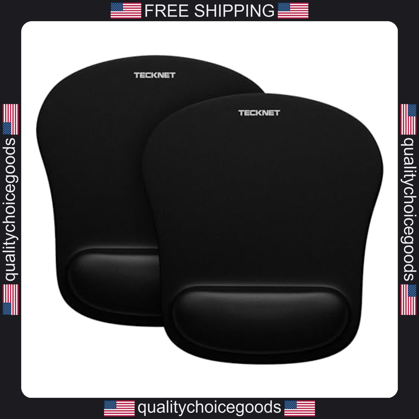 Tecknet 2 Pack Gaming Mouse Pads with Wrist Support, Waterproof, Non-slip