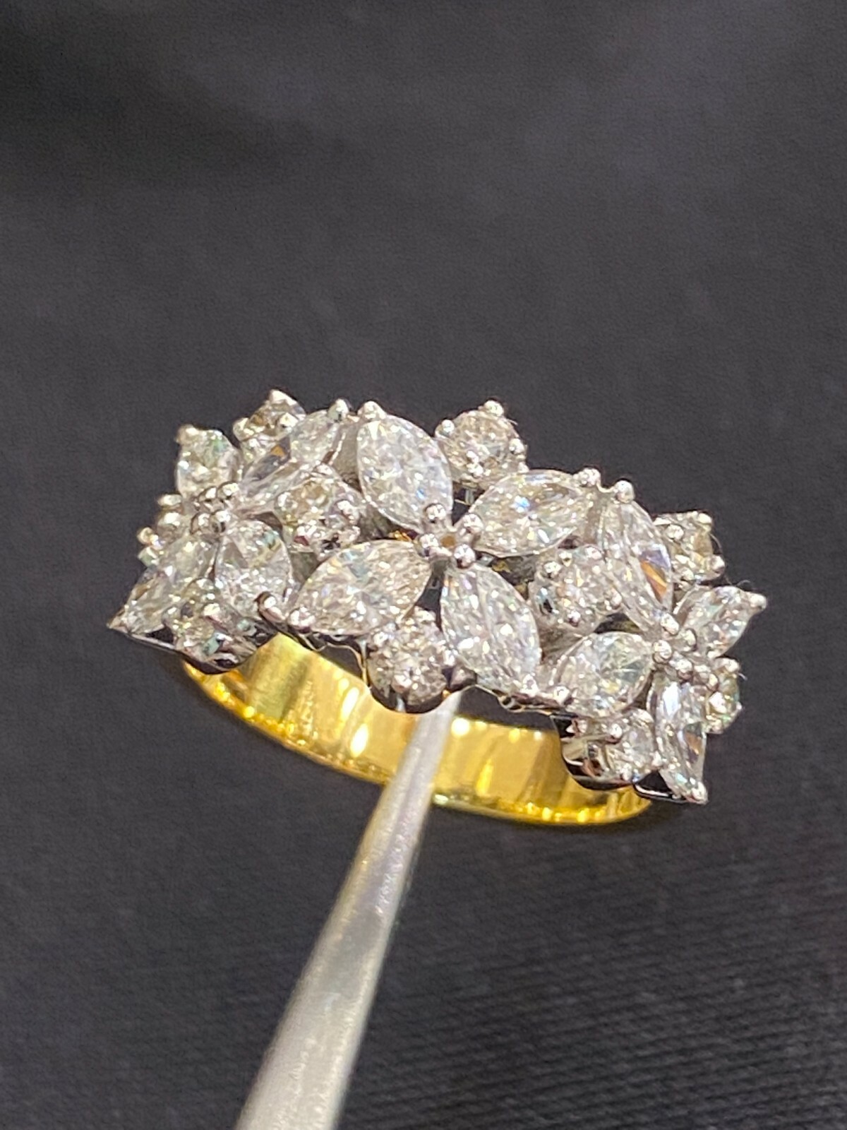 Stunning 2.18 Cts Marquise Round Cut Diamonds Engagement Band Ring In 14K Gold Stunning 2.18 Cts Marquise Round Cut Diamonds Engagement Band Ring In 14K Gold