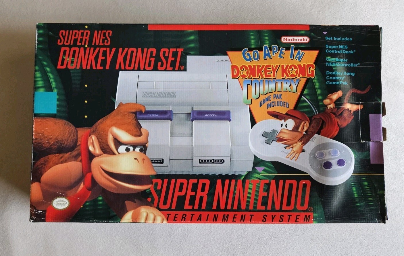 DONKEY KONG COUNTRY SET SNES SUPER NINTENDO EMPTY CONSOLE BOX ONLY