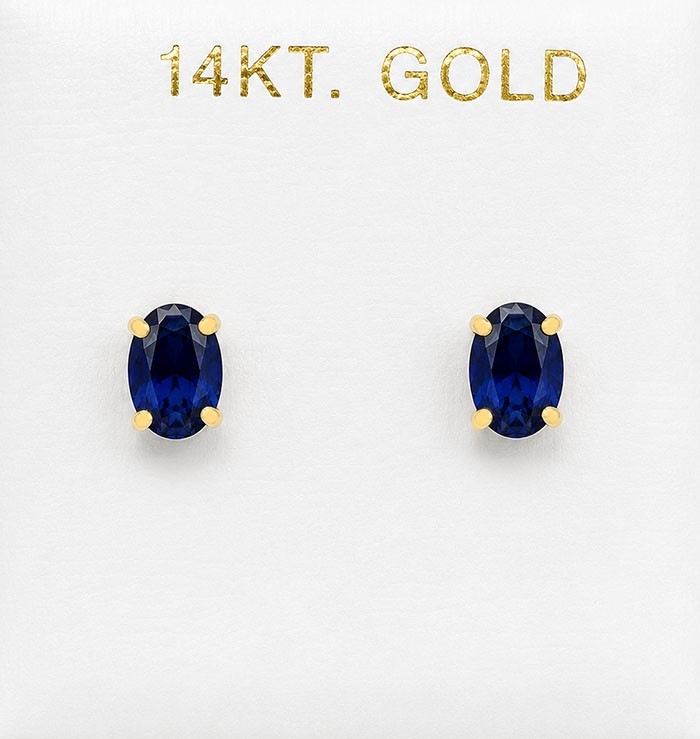 GENUINE 1.26 Cts BLUE SAPPHIRE STUD EARRINGS 14k GOLD - Free Appraisal Service