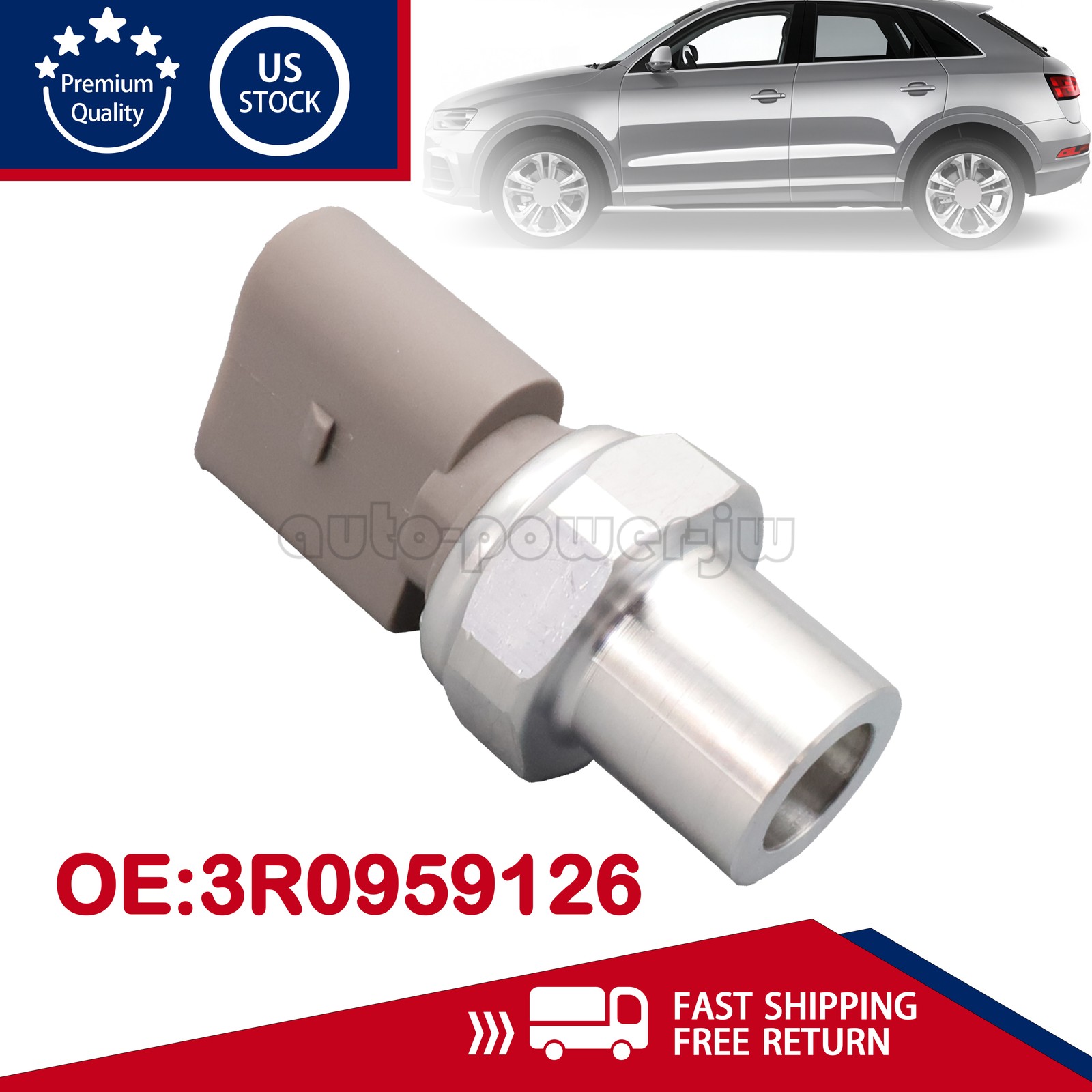 1PC 3R0959126 8E0959126 For 2002-2004 Audi A4 1.8L A/C Pressure Switch Sensor US