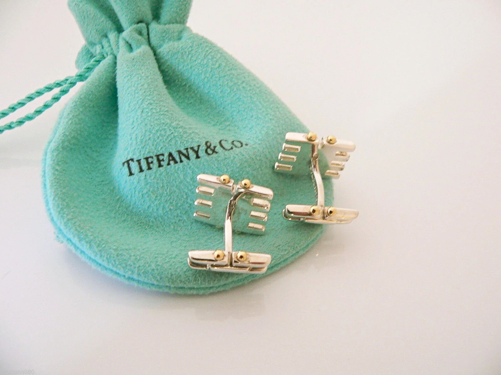 Tiffany & Co. Sterling Silver 925 Gold Accent vintage Gatelink Cufflinks Tiffany & Co. Sterling Silver 925 Gold Accent vintage Gatelink Cufflinks
