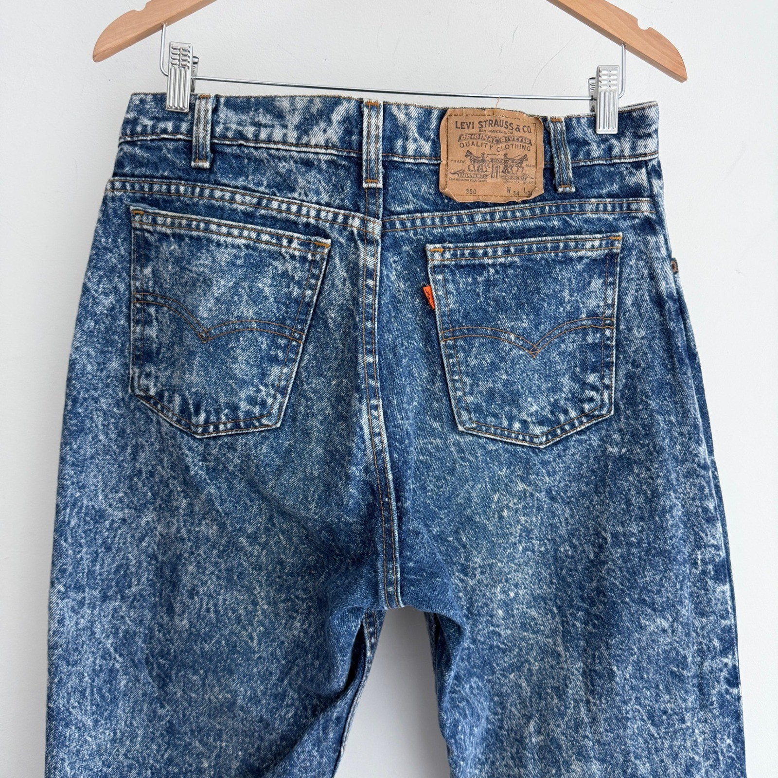 Vintage Levi\'s 505 Orange Tab Jeans Mens 34x30 (31x30) 90s Acid Wash USA Made