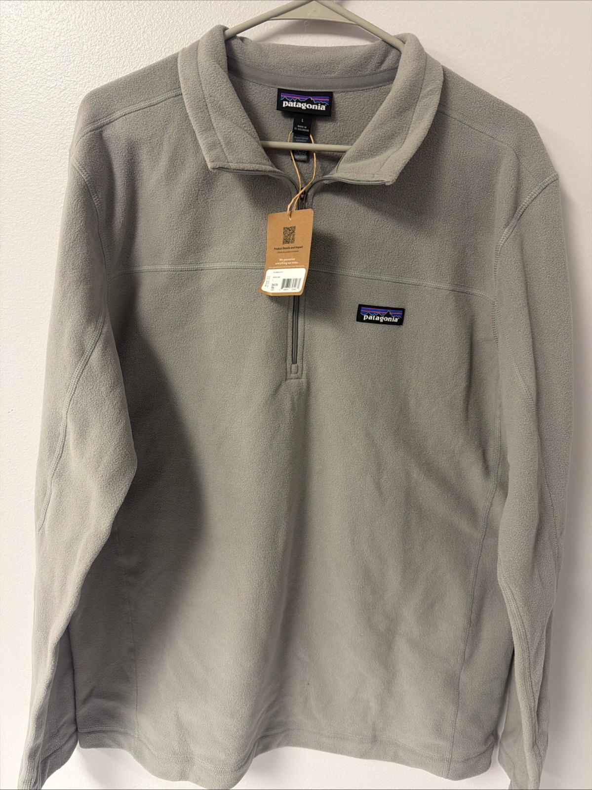 PATAGONIA Men\'s Micro D Fleece Pullover Size Large, Feather Gray