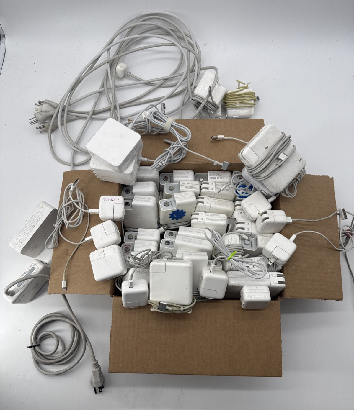 LOT OF 45 OEM Apple  MIX  AC Power Adapters and cable 