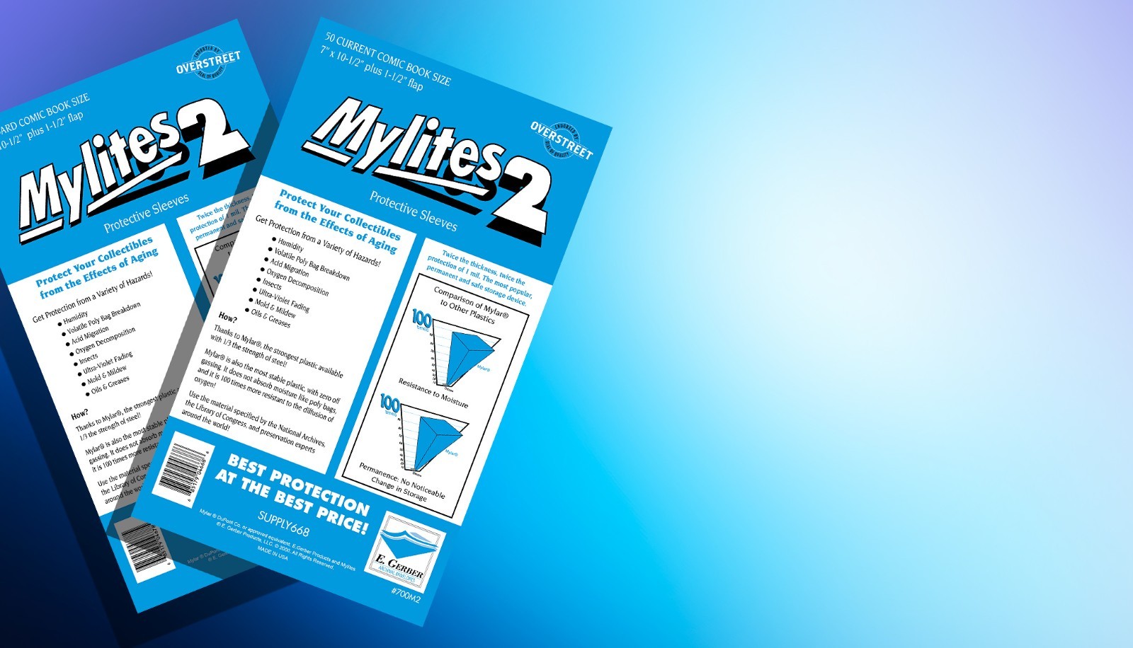 50 - E. Gerber Standard Comic Mylites 2 & 35 PT Full-Backs 725M2 700FB Mylite2 50 - E. Gerber Standard Comic Mylites 2 & 35 PT Full-Backs 725M2 700FB Mylite2