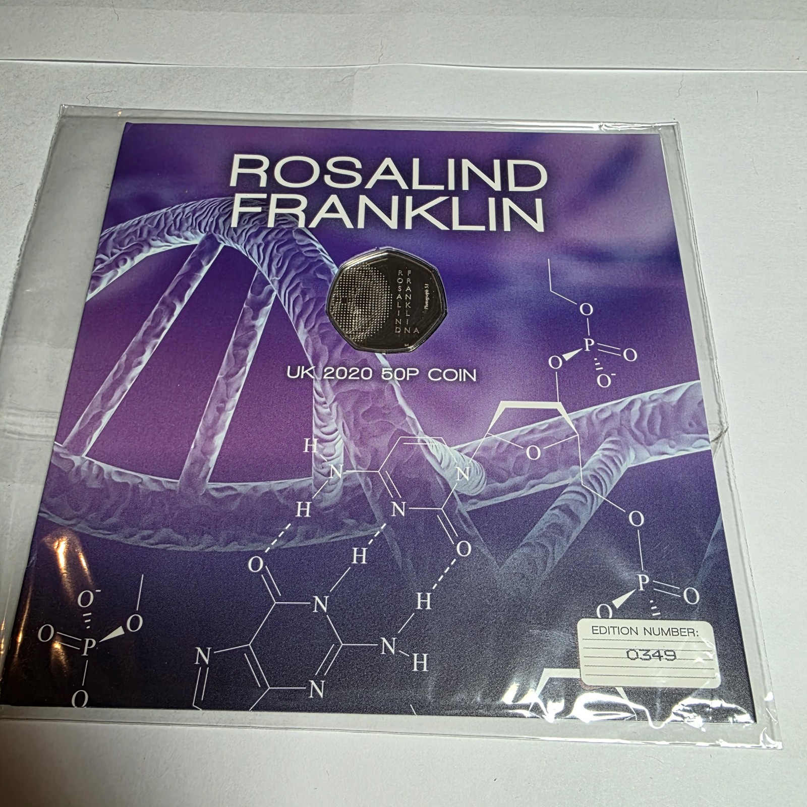 2020 Rosalind Franklin DNA 50p Coin Westminster Limited Edition Display Card