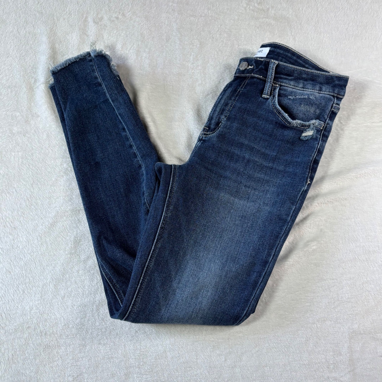 Lovervet by Vervet Womens Dark Wash Raw Hem High Rise Skinny Distressed Jeans 28 Lovervet by Vervet Womens Dark Wash Raw Hem High Rise Skinny Distressed Jeans 28