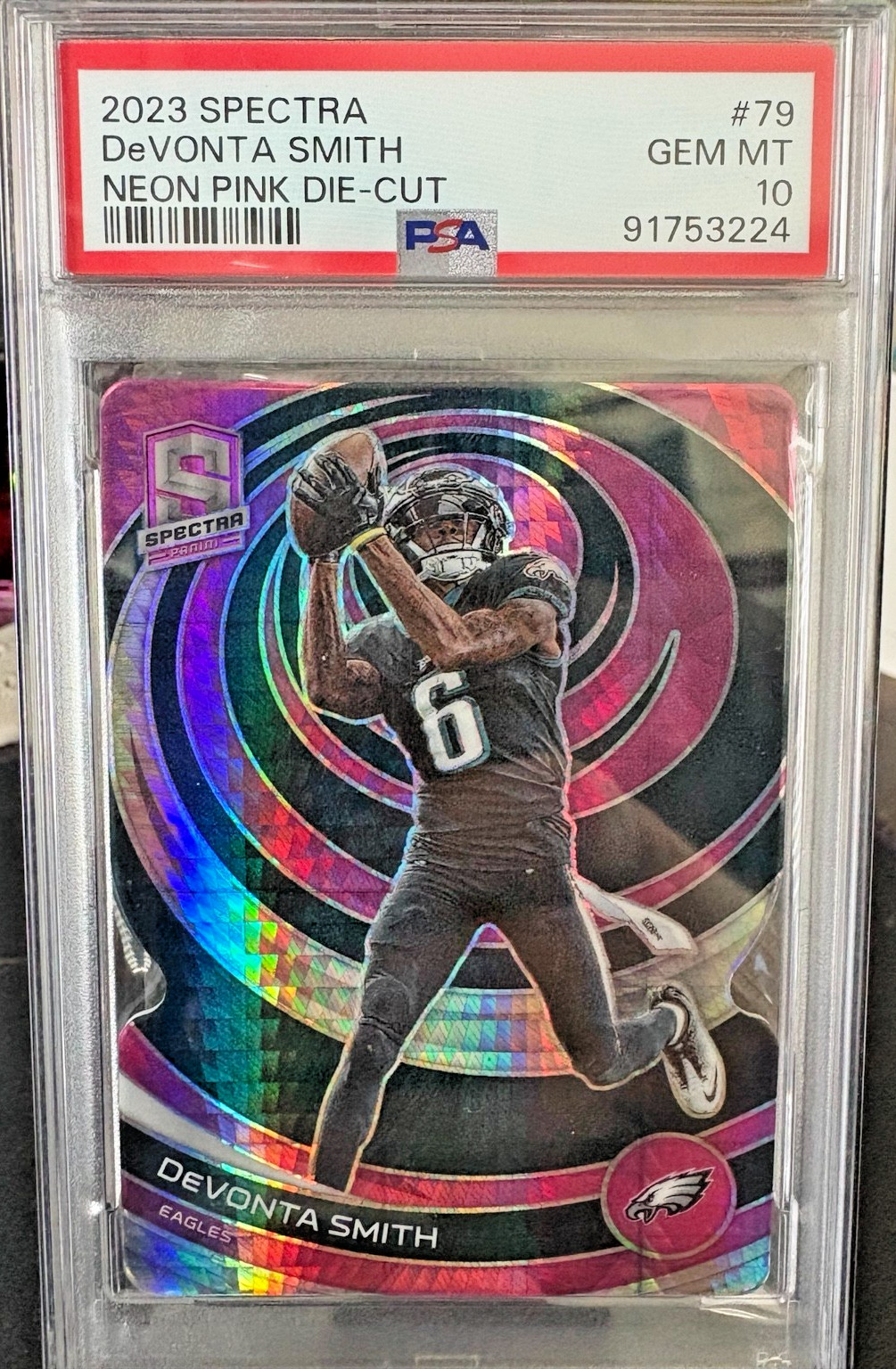 2023 Panini Spectra DeVONTA SMITH Neon Pink /20 Die-Cut Eagles PSA 10