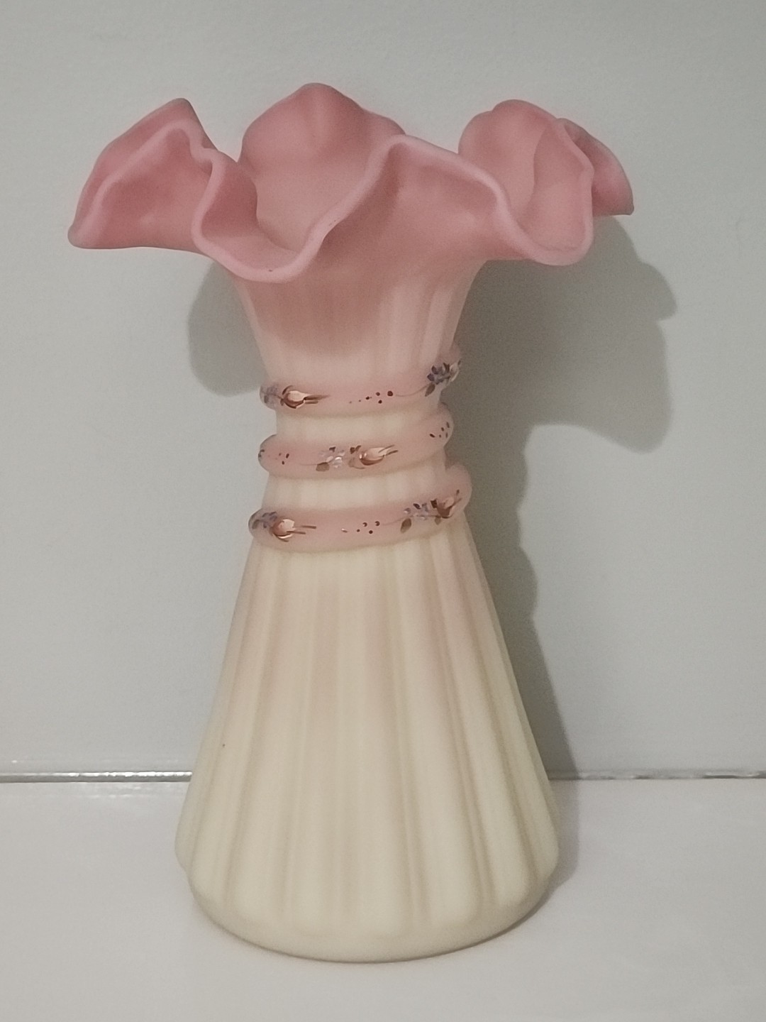 Fenton BURMESE Wheat Vase ~ Artist D Barbour ~ GORGEOUS