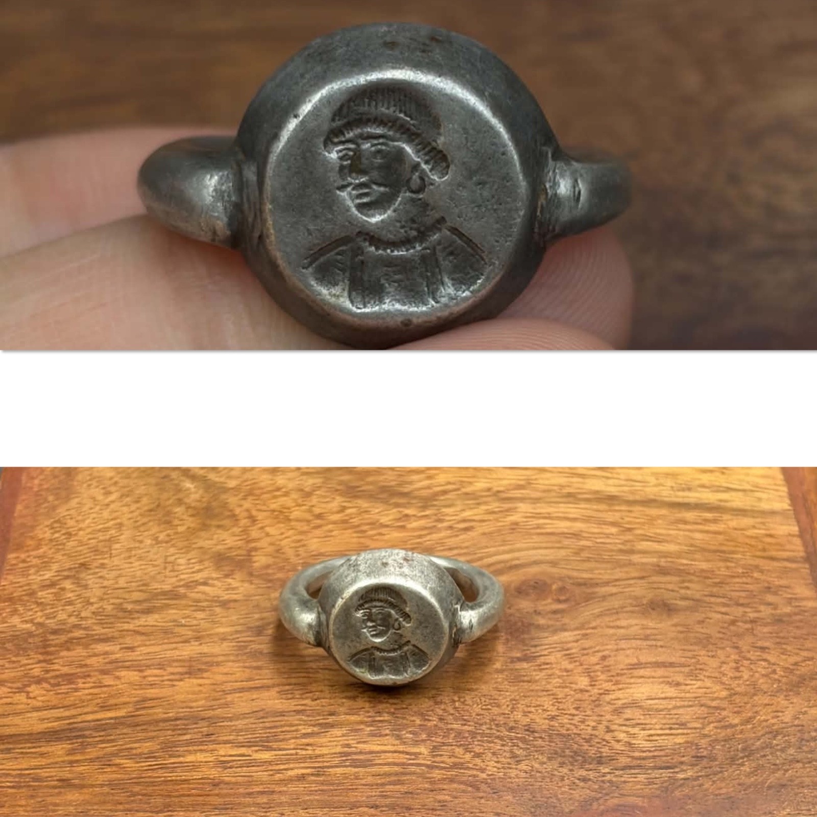 Antique near eastern king engraving seal solid silver ring