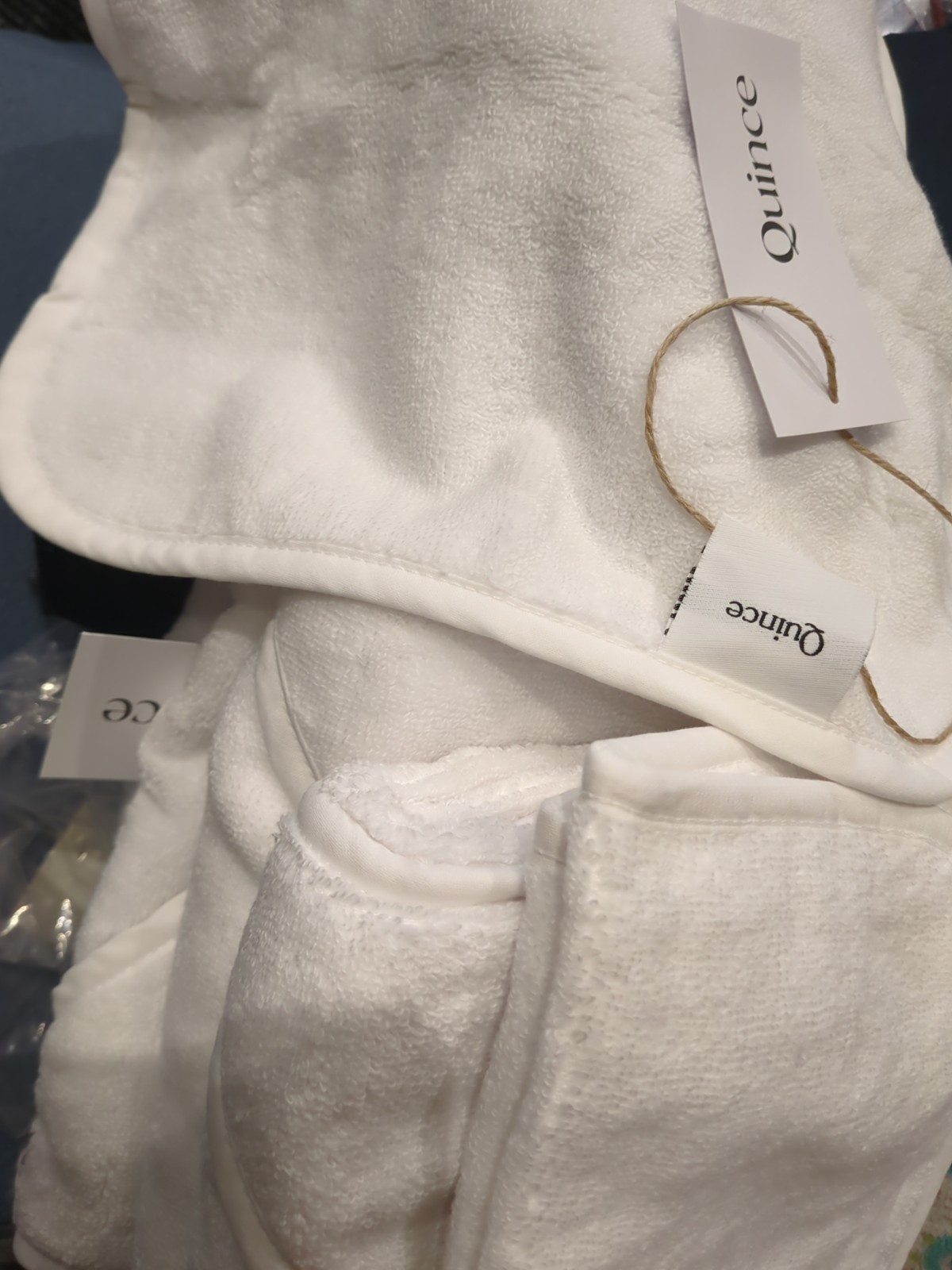 3 New Quince Organic Turkish Cotton Baby Bath Hoodies, 4 New Washclothes