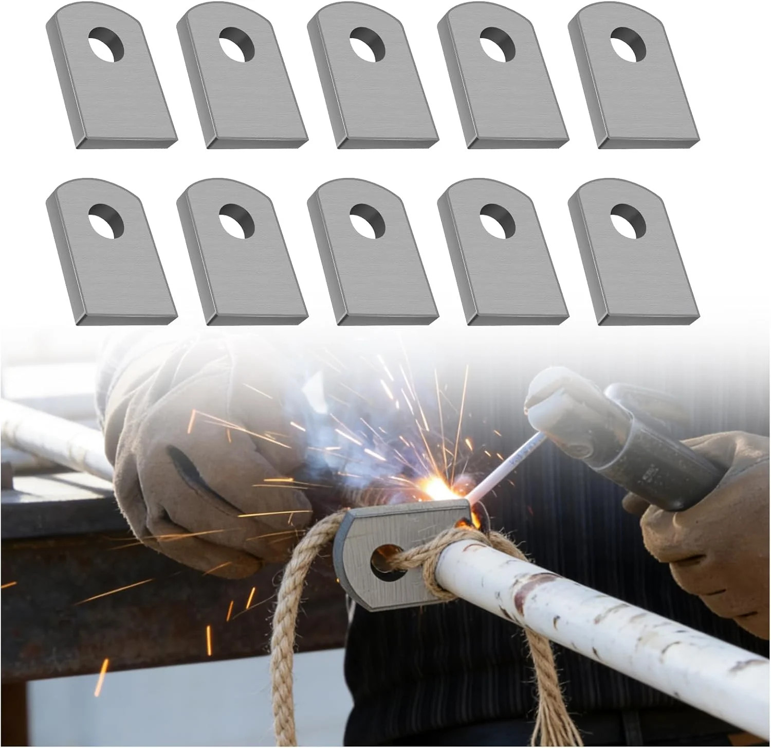 10PCS Weld on Tabs Flat Bottom with 3/8\