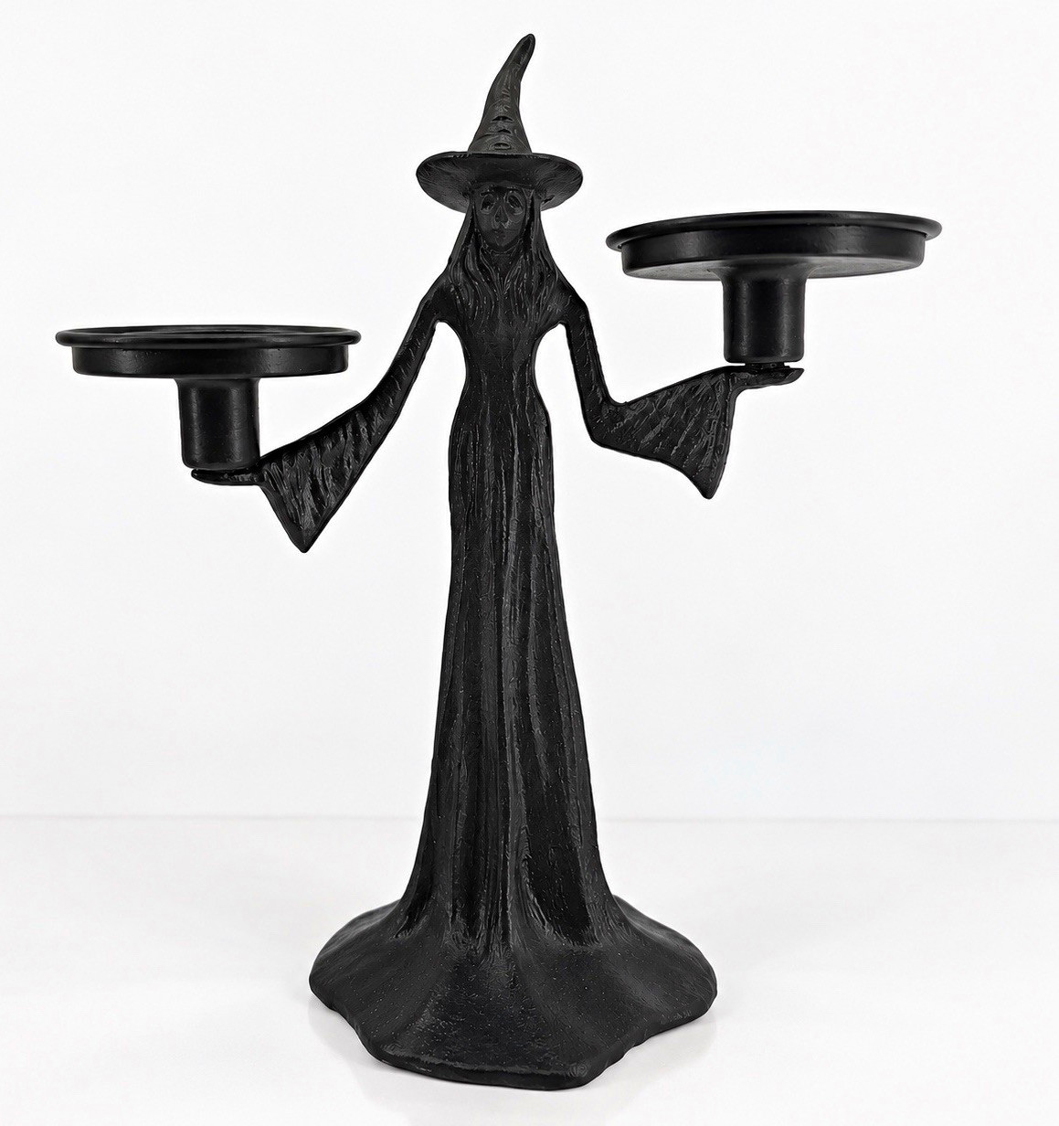 The Halloween Collection Witch Taper Pillar Candelabra Matte Black Aldi