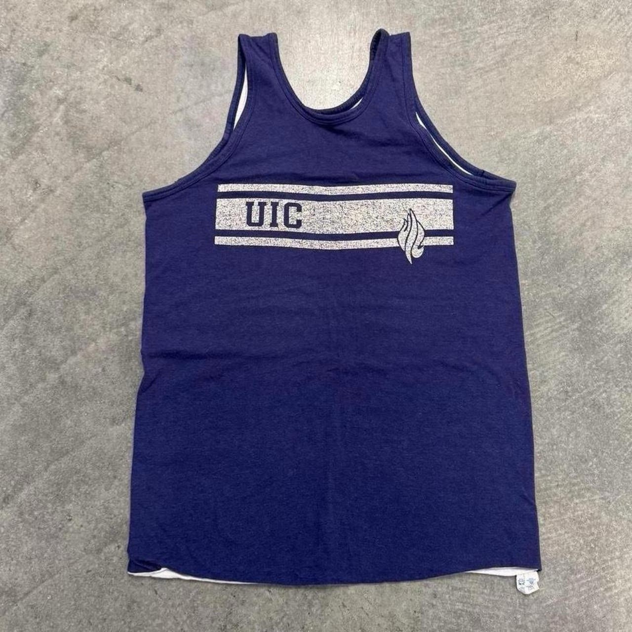 Vintage 70’s Champion UIC Reversible Tank Top Shirt Blue & White Size L Vintage 70’s Champion UIC Reversible Tank Top Shirt Blue & White Size L