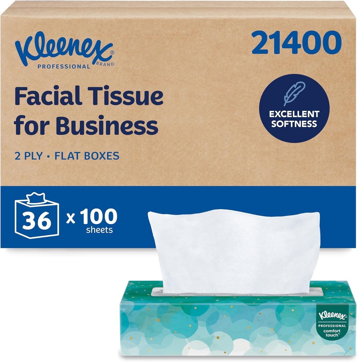 Kleenex 2-Ply Professional Facial Tissues 36 Boxes Case 100/Box (Ct 3,600 Sheet)