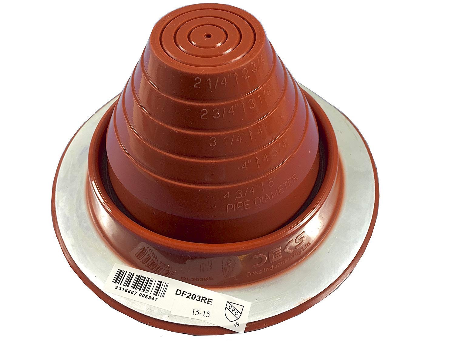 Dektite #3 Red Silicone Metal Roof Pipe Flashing 1/4\ Dektite #3 Red Silicone Metal Roof Pipe Flashing 1/4\