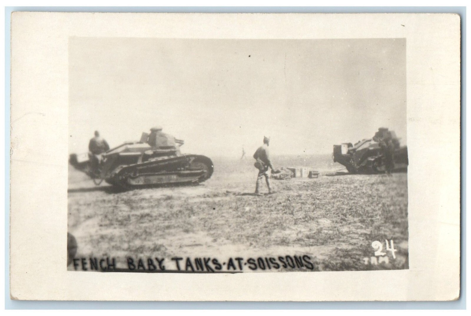 c1910\'s French Baby Tanks At Soissons WWI RPPC Photo Unposted Antique Postcard